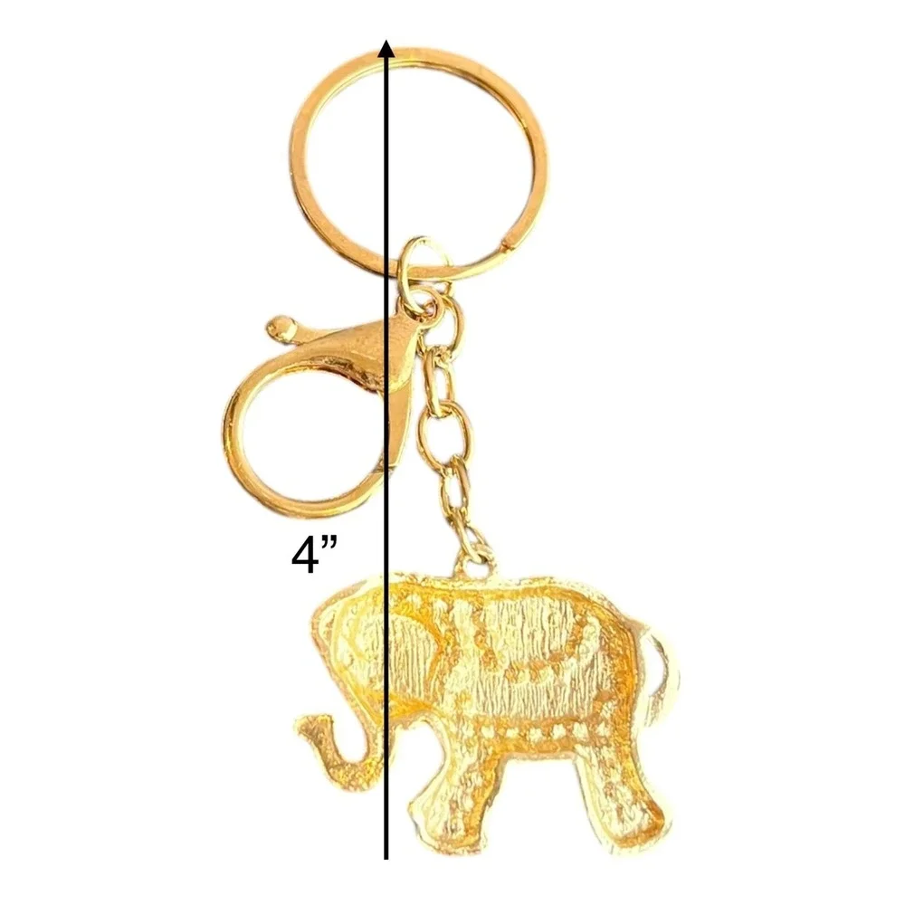 Women's Gold Pink Clear Elephant Rhinestone Crystal Charm Key Chain 4